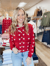 Darling Hearts Scallop Collar Button Down Cardigan - Red