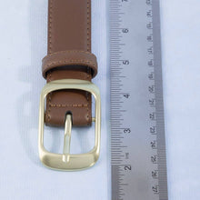 Solid Rectangle Buckle Leather Belt: Gold/Black