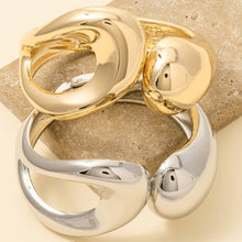 Abstract Metal Statement Bangle Bracelet - Gold