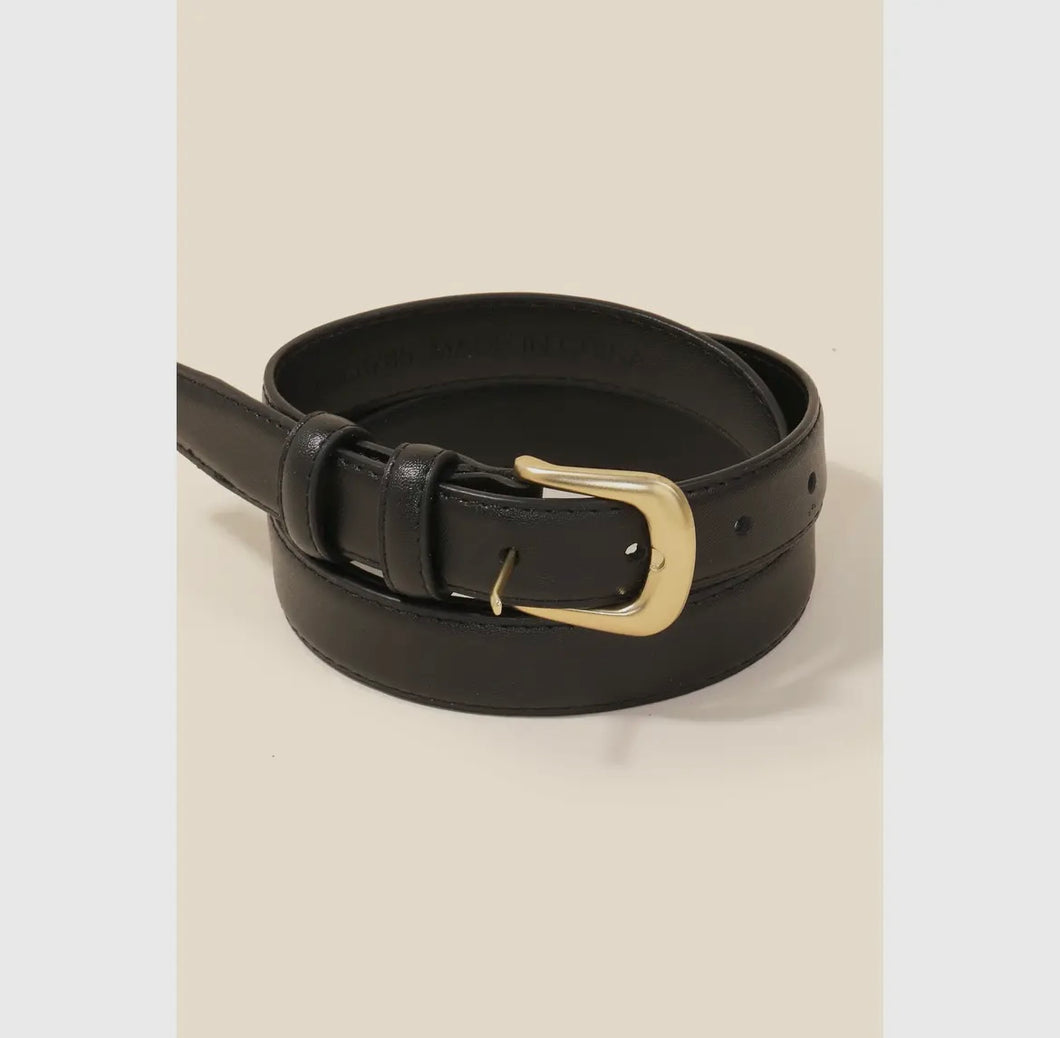 Faux Leather Medium Belt - Black