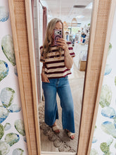 Fairway Stripe Boyfriend Tee - Wine Multi