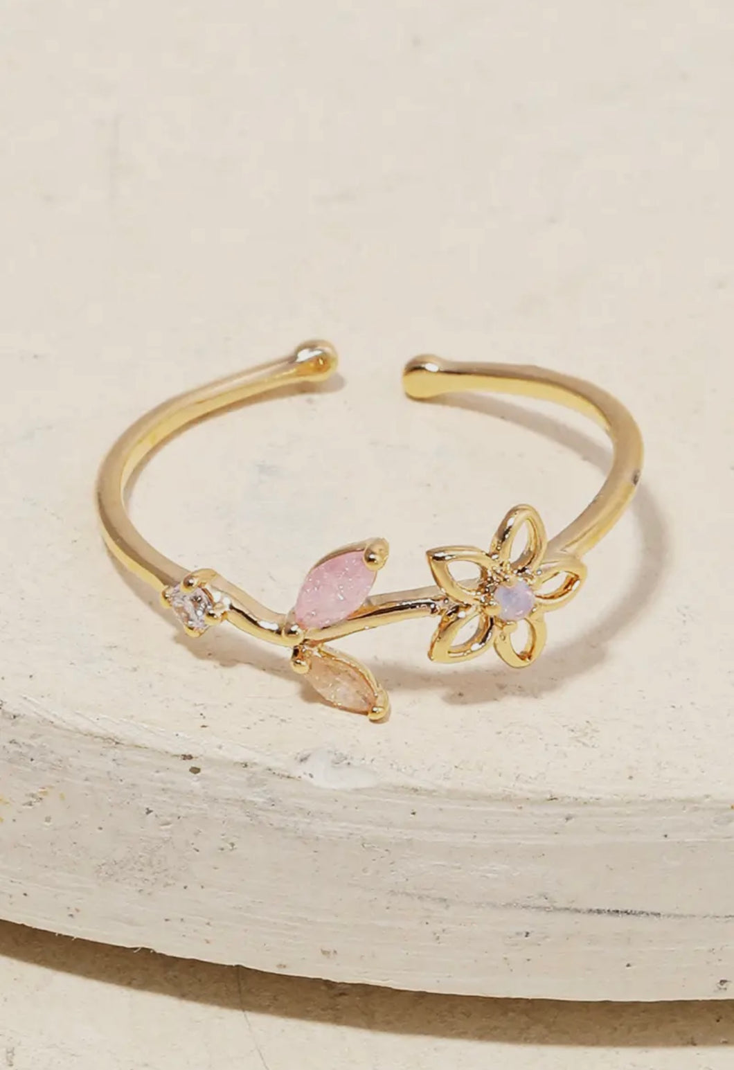 Flower Leaf Adjustable Ring