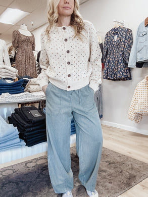 Parachute Barrel Stripe Denim Waist Tie Pants