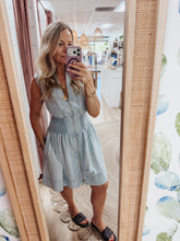 Harbor Lights Chambray V Neck Smocked Waist Dress