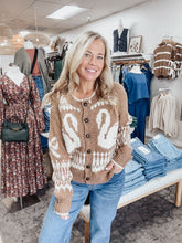 Swan Lake Jacquard Button Down Cardigan - Caramel