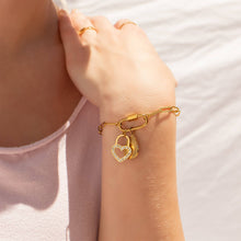 18K Gold PVD Stainless Steel Paperclip Carabiner Bracelet: Gold for Charm Bar