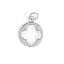 18K Gold PVD Stainless Steel Mother Of Pearl Floral Charm Bar - Stainless Steel Silver