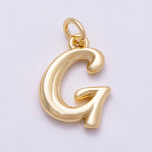 16K Gold Filled 14mm Minimalist Molten Alphabet Initial Letter Charm Bar | Charms-00908 ~ Charms-00933: Letters Set