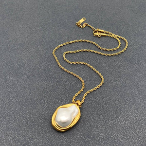 Baroque Pearl 18K Gold Plated SS Twist Chain Necklace