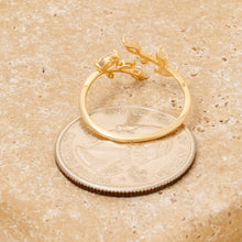 Cz Fern Wrap Open Band Ring - Gold