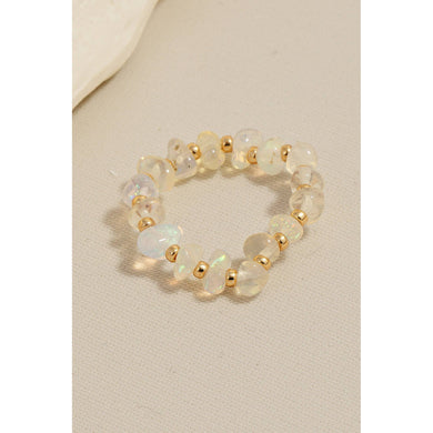 Natural Opal Stone Bead Stretch Ring