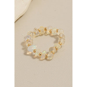 Natural Opal Stone Bead Stretch Ring