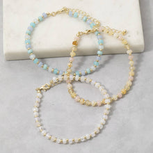 Colorful Rondelle Bead Stretch Beaded Anklet - Aqua