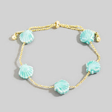 Ceramic Sea Shell Station Charms Chain Bracelet