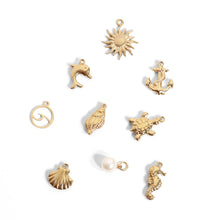 18K Gold Stainless Steel Mystic Sun Charm Bar - Stainless Steel Silver