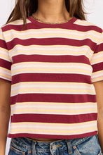 Fairway Stripe Boyfriend Tee - Wine Multi