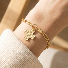 Hammered Square Cross Charm Paperclip Chain Bracelet - Gold