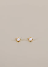 Simple Stud - White Opal- Gold Earrings