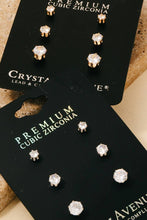 3Pc Small Cubic Zirconia Circle Stud Earrings Set - Gold