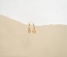 18K Gold PVD Stainless Steel Butterfly Huggie Earrings - Gold