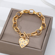 Crystal Heart Toggle Bracelet - Gold
