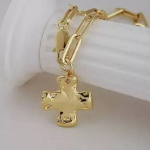 NOTABLE HAMMERED CROSS FRONT TOGGLE NECKLACE - GOLD