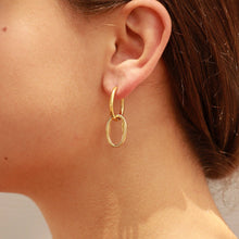 18K Gold PVD Stainless Steel Interlocked Oval Pendant Earrings