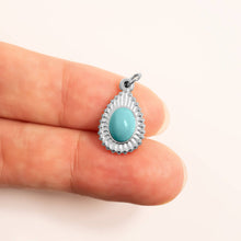 18K Gold PVD Stainless Steel Turquoise Tear Drop Charm Bar - Stainless Steel Silver