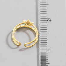 Gold Dipped Cz Flower Studded Two Row Ring: Gold