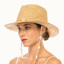 Raffia Straw Crochet Sun Hat with Shell Chin Cord