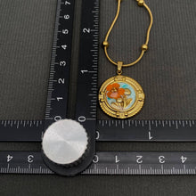 18K Golden SS Dried Flower Round Charm Necklace