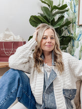 Aspen Ridge Mixed Media Cable Knit Denim Trim Jacket