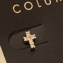 Mini Rhinestone Cross Post Earrings - Silver