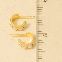 Mini Pearl Studded Post Hoop Earrings