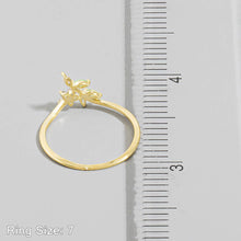Cz Botanical Flower And Branch Spray Ring - Gold