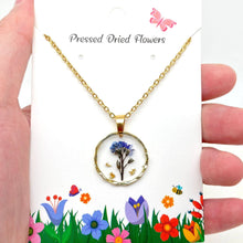 Dried Flowers Floral Irregular Round Pendant Necklace - Leucanthemum paludosum