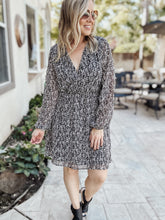 Abstract Allure Long Sleeve Surplice Print Dress