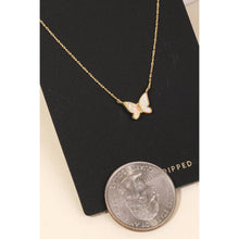 Gold Dipped Opal Butterfly Pendant Necklace - Gold