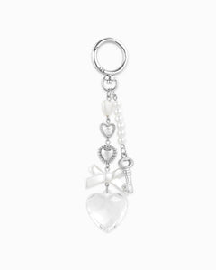 Romantic Heart Coquette Pearl Key Bag Charm - Gold
