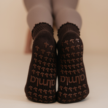 Espresso Dark Brown Neutral Pilates Grip Socks - Daily Grind