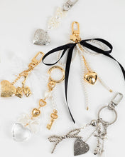 Romantic Heart Coquette Pearl Key Bag Charm - Gold
