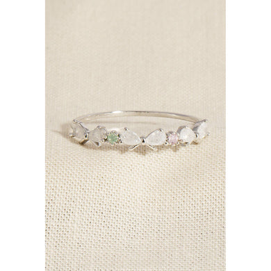 Teardrop Studded Delicate Ring - Silver