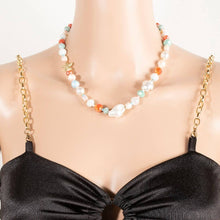Pearl And Starfish Mixed Beaded Necklace - Gold
