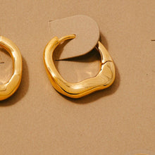 Gold Dipped Warped Hinge Hoop Earrings - Gold