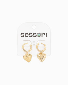 Intricate Western Detail Heart Locket Drop Earrings - Gold