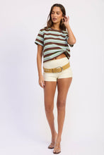 Fairway Stripe Boyfriend Tee - Wine Multi