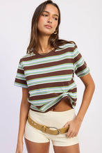 Fairway Stripe Boyfriend Tee - Wine Multi