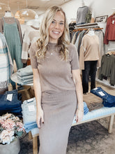 Everleigh Ribbed Knit Short Sleeve Top & Skirt Set - Mocha