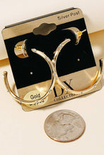 Gold Dipped Cz Station Studded Hoop Earrings - Gold