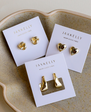 Puffed Gold Heart Earrings